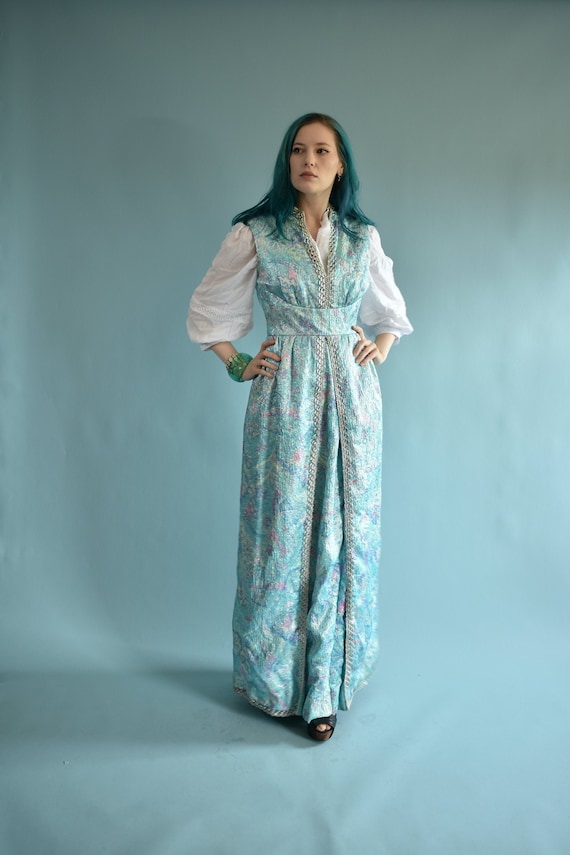 1960s Metallic Sea Queen Maxi Dress