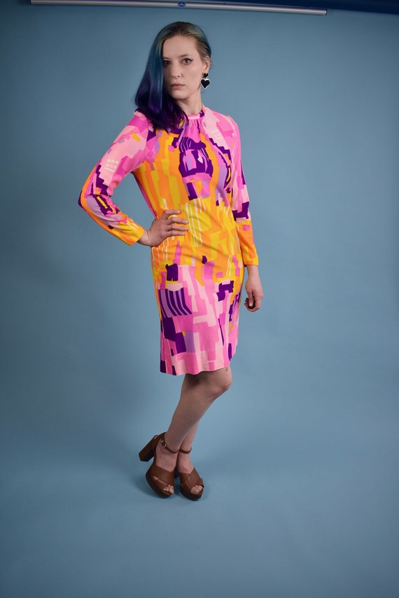 1960s Mod Mini Dress Abstract Print Youthquake Puc