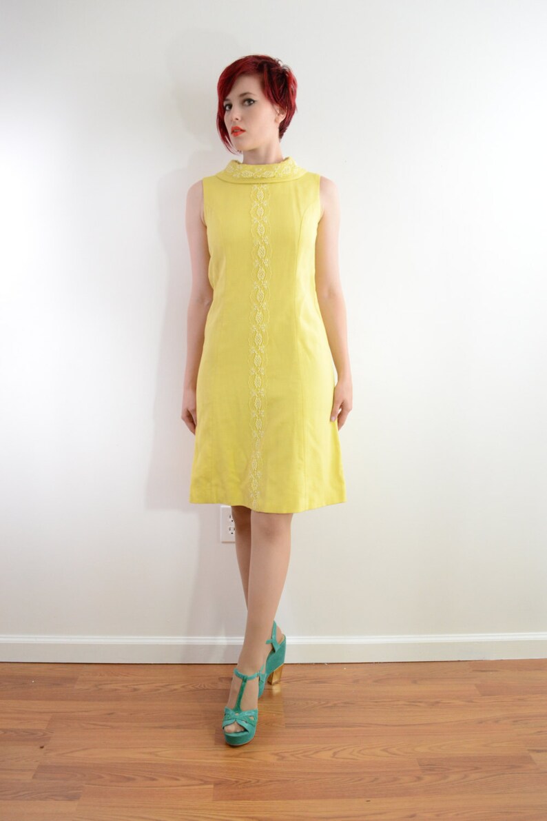 60s MOD Beaded Cocktail Tunic Dress Linen Sleeveless Formal - Etsy