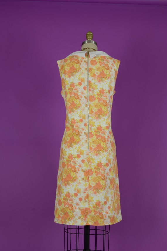 Mod Orange Floral mini Dress - collared Floral Pr… - image 5