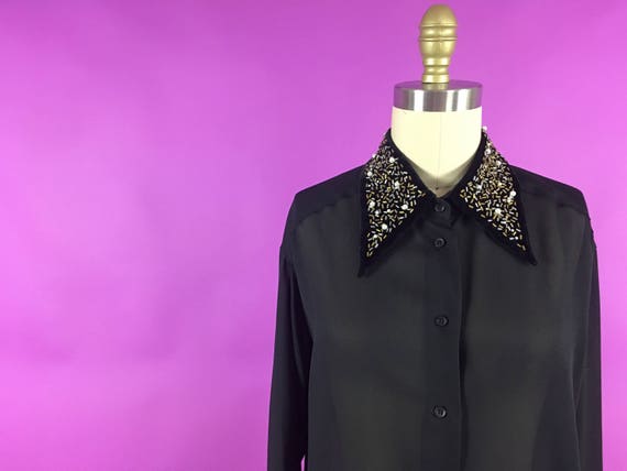 Beaded collar shirt Clearance