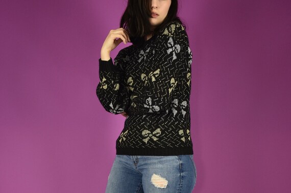 Vintage Lurex Bow Sweater - image 3