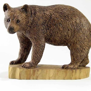 Black Bear Carved Wood Sculpture by Jerry Ward