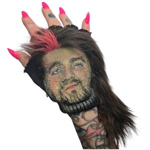 Comedian Big Jay Oakerson Legion of Skanks Painted Fingerless Glove Art