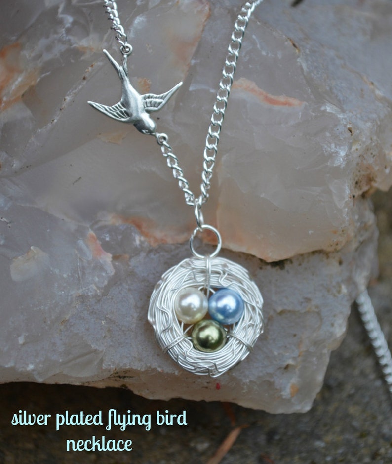 Handmade birds nest necklace birthstone necklace birds nest Etsy