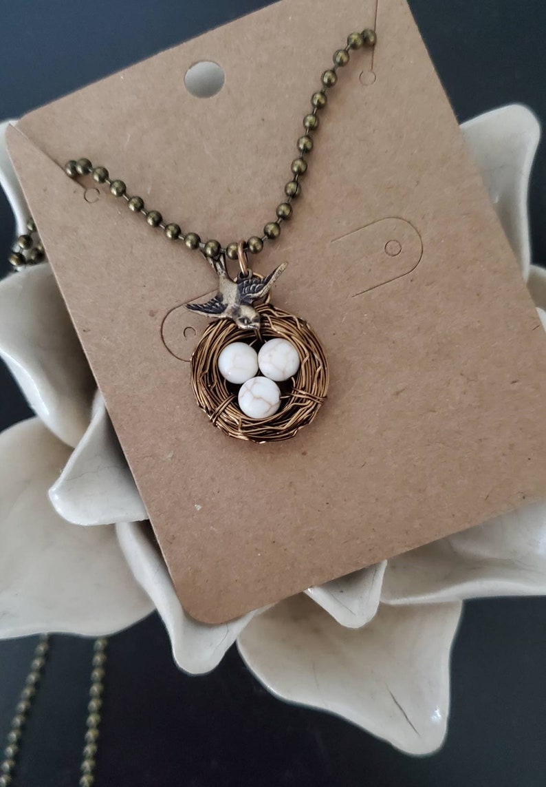 Handmade Birds Nest Birthstone Necklace Birds Nest Necklace Etsy