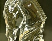 Vintage Baccarat Crystal Horse Head Signed Tauni de Lesseps Collectible Glass Art Sculpture Decorative Equestrian Object Art Glass REDUCED