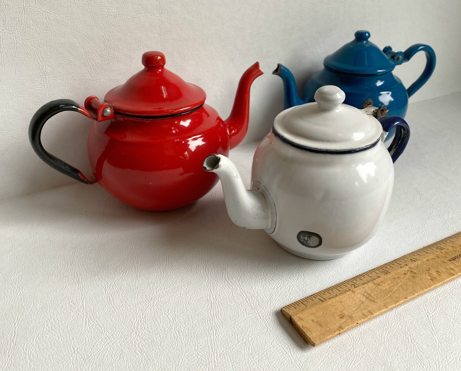 Vintage Enamelware Teapotsset of 3 Miniature 1 Serving Etsy