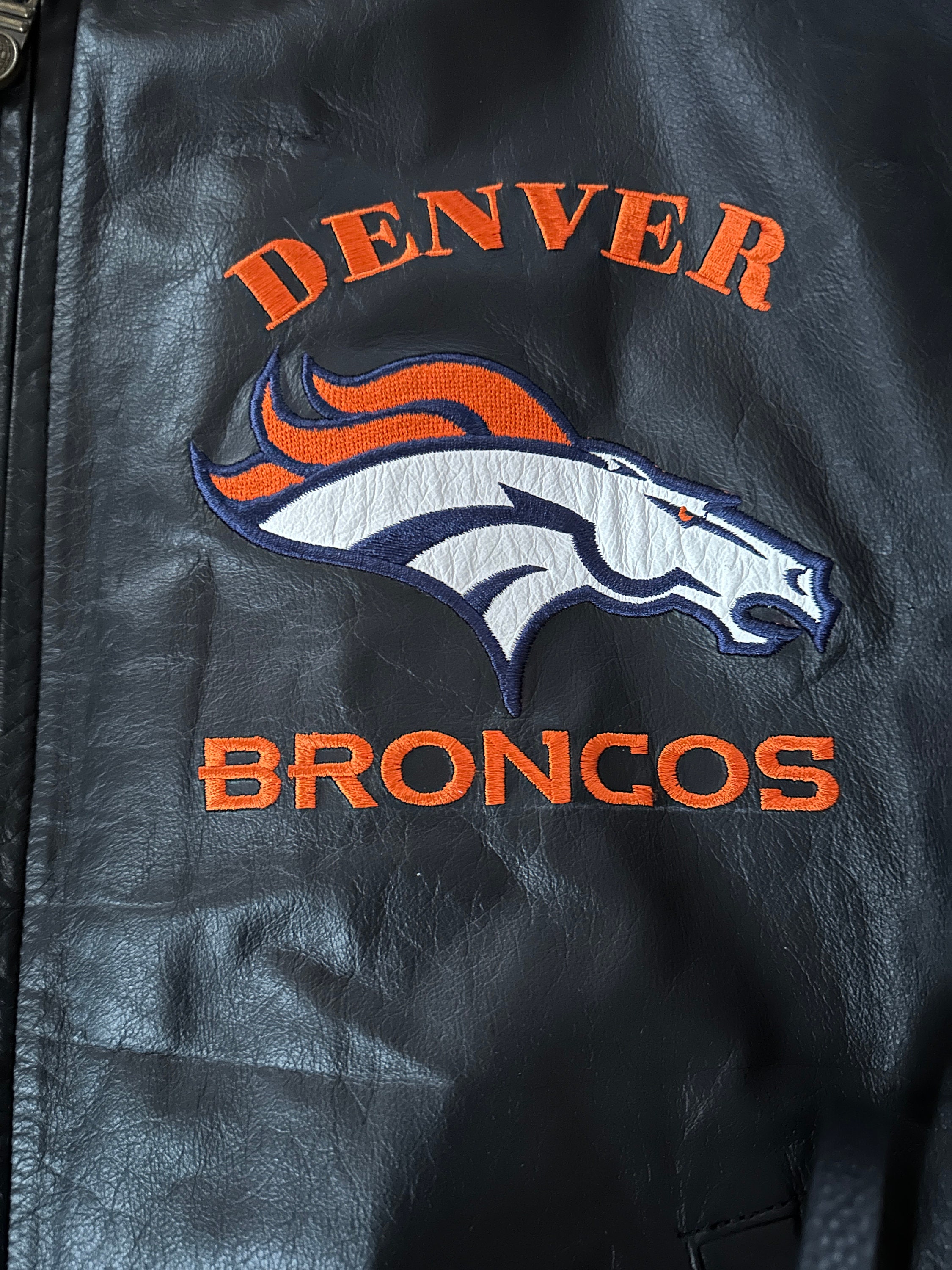 Vintage Denver Broncos NFL Leather Bomber Style Jacket, GIII Vintage Denver Broncos NFL Leather Bomber Style Jacket, GIII
