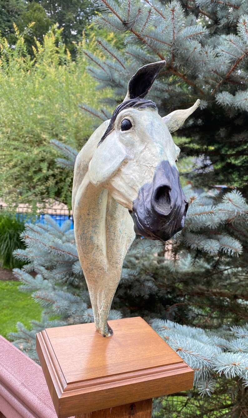 Vintage Bronze Horse Head Sculpturesigned by Artistltd Etsy