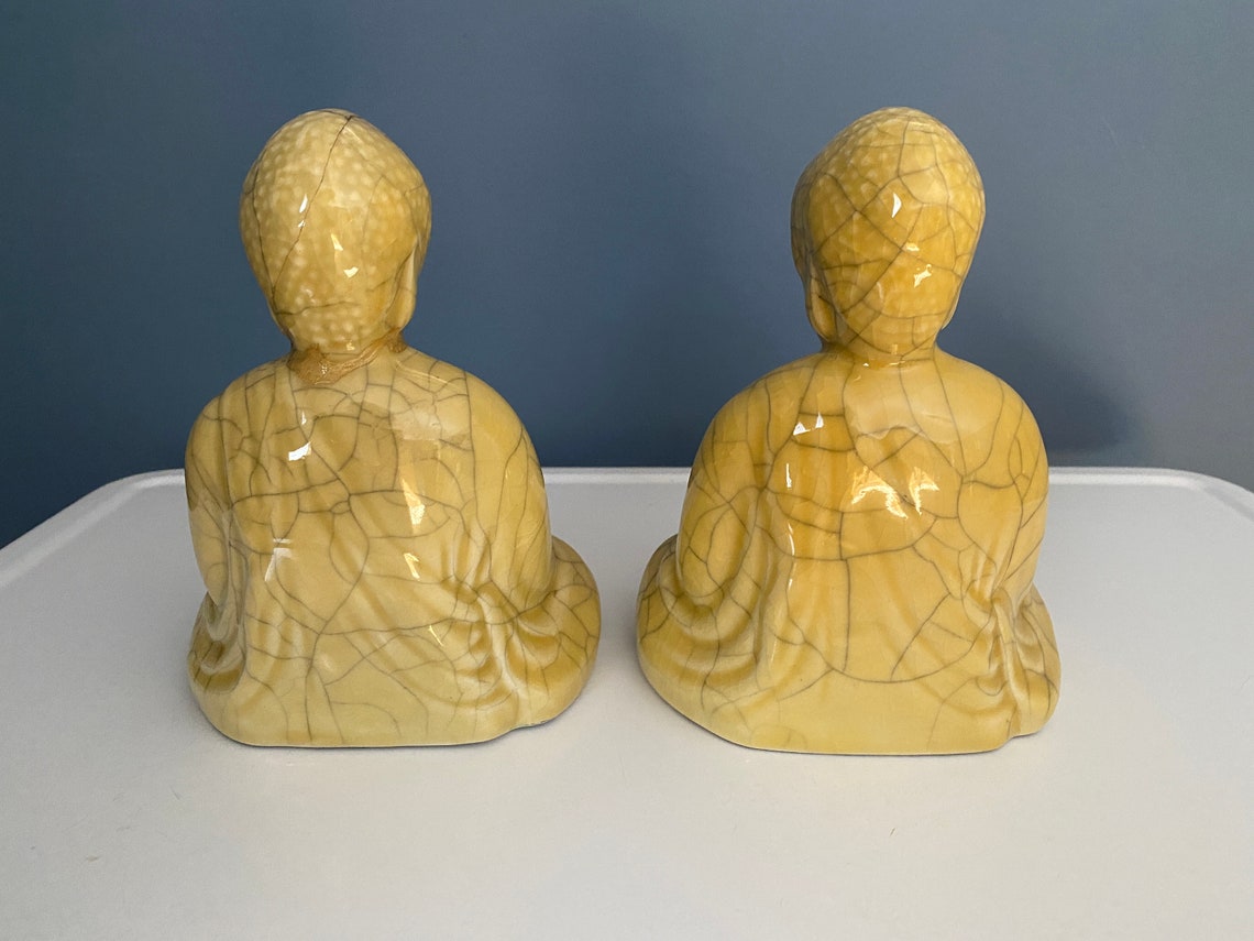 Mid Century Ceramic Asian Buddha BookendsMade in Etsy