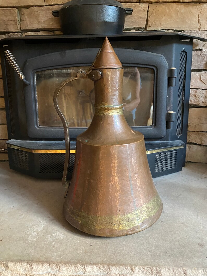 Antique Primitive Copper Water Vesselhammered Copper Jug Etsy
