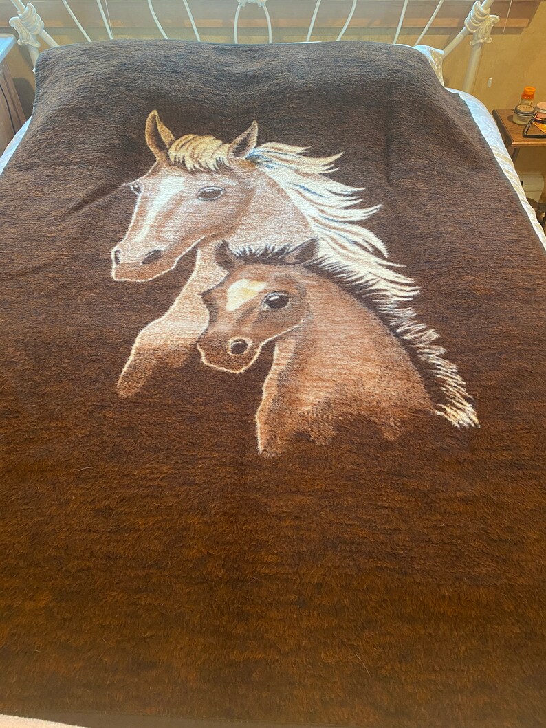 Vintage Biederlack Reversible Blanket ThrowsHorsesMother & Etsy