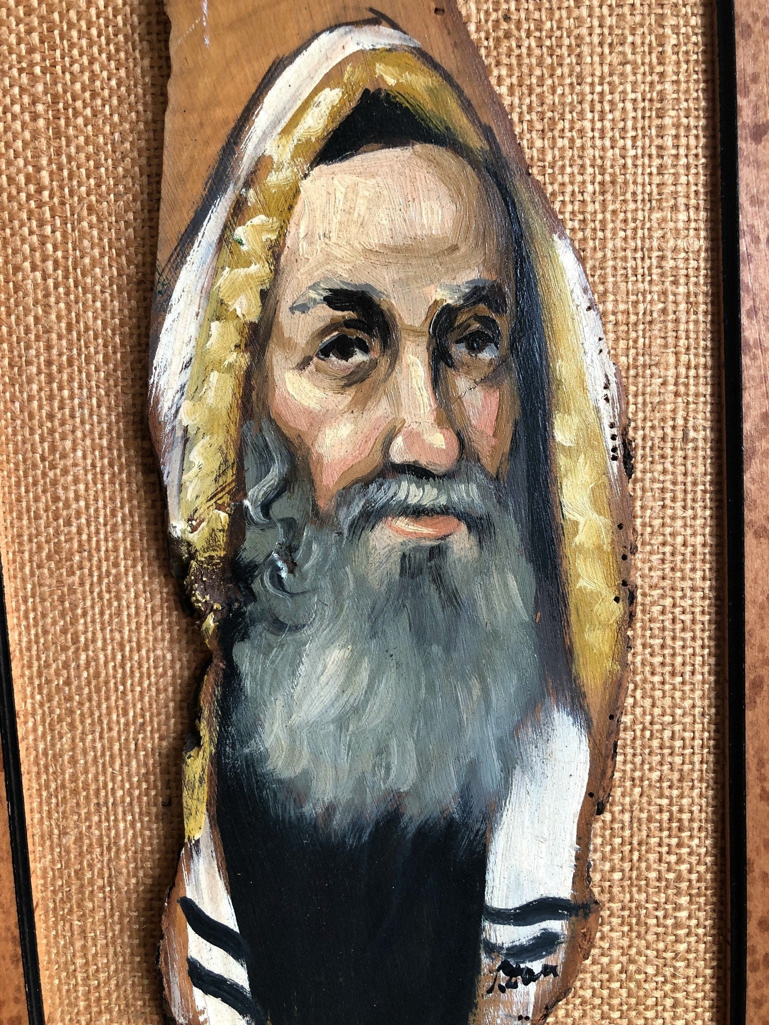 Tableau avec Cadre en Bois d'un Rabbin Juif Hassid, 18ème Siècle en vente  sur Pamono