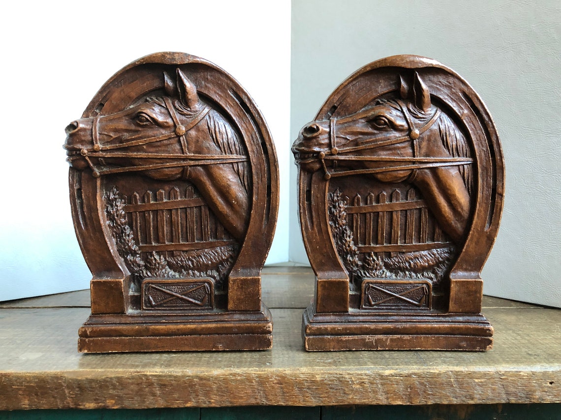 Mid Century Syroco Wood Horsehead Horse Shoe Bookendsset of Etsy