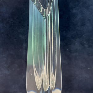 Mid Century Modern Baccarat Crystal Triangular Rose Bud Vase, France, Vintage Collectible Glass