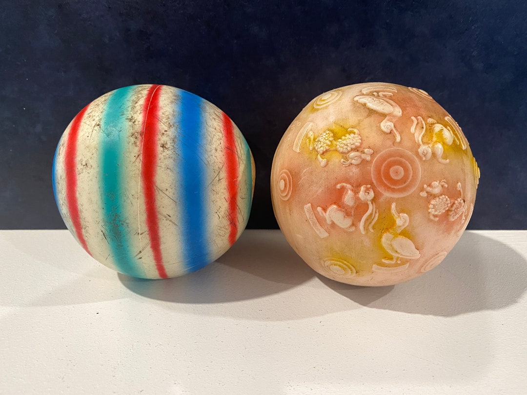 Vintage Rubber Ballsset of 2 Baby Toys Circa Etsy