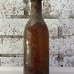 Antique Bottle-C.R. Hartson Cooperstown NY-Amber Beer Bottle with Blob Top-Antique Advertising-Antique Glass-Antique Collectible Bottle