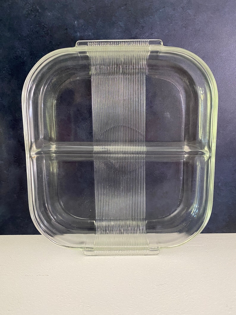 Mid Century Small Square Clear Glass Divided Dishesset of 2 Etsy
