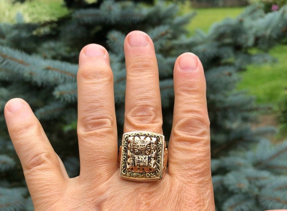 Vintage Mayan or Egyptian Men's Ring-Handmade 1970