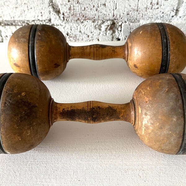 Antique Wood Dumbbells main image 0