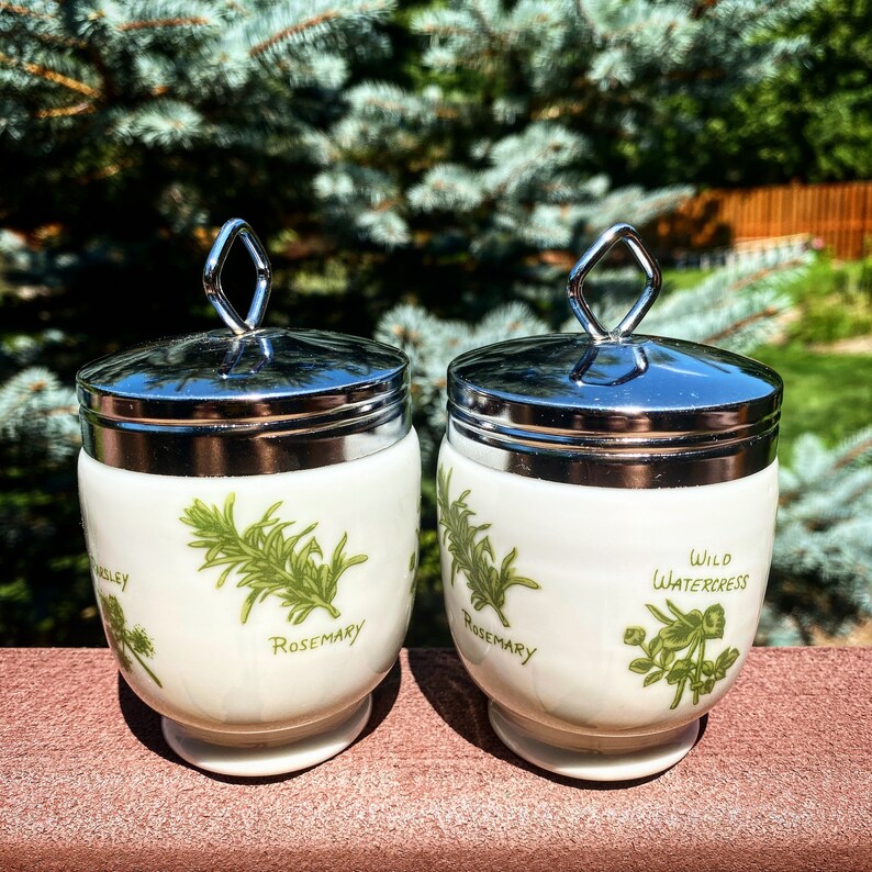 Vintage Egg Coddlers-Set of 2 Herb Garden Taste Setters | Etsy