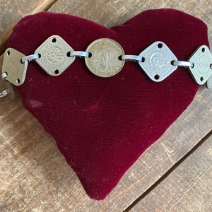 Antique Souvenir Coin Charm Bracelet-Vintage Netherlands Circa 1940s Koningrijk der Nederlanden-Collectible WWII Sweetheart Jewelry-REDUCED