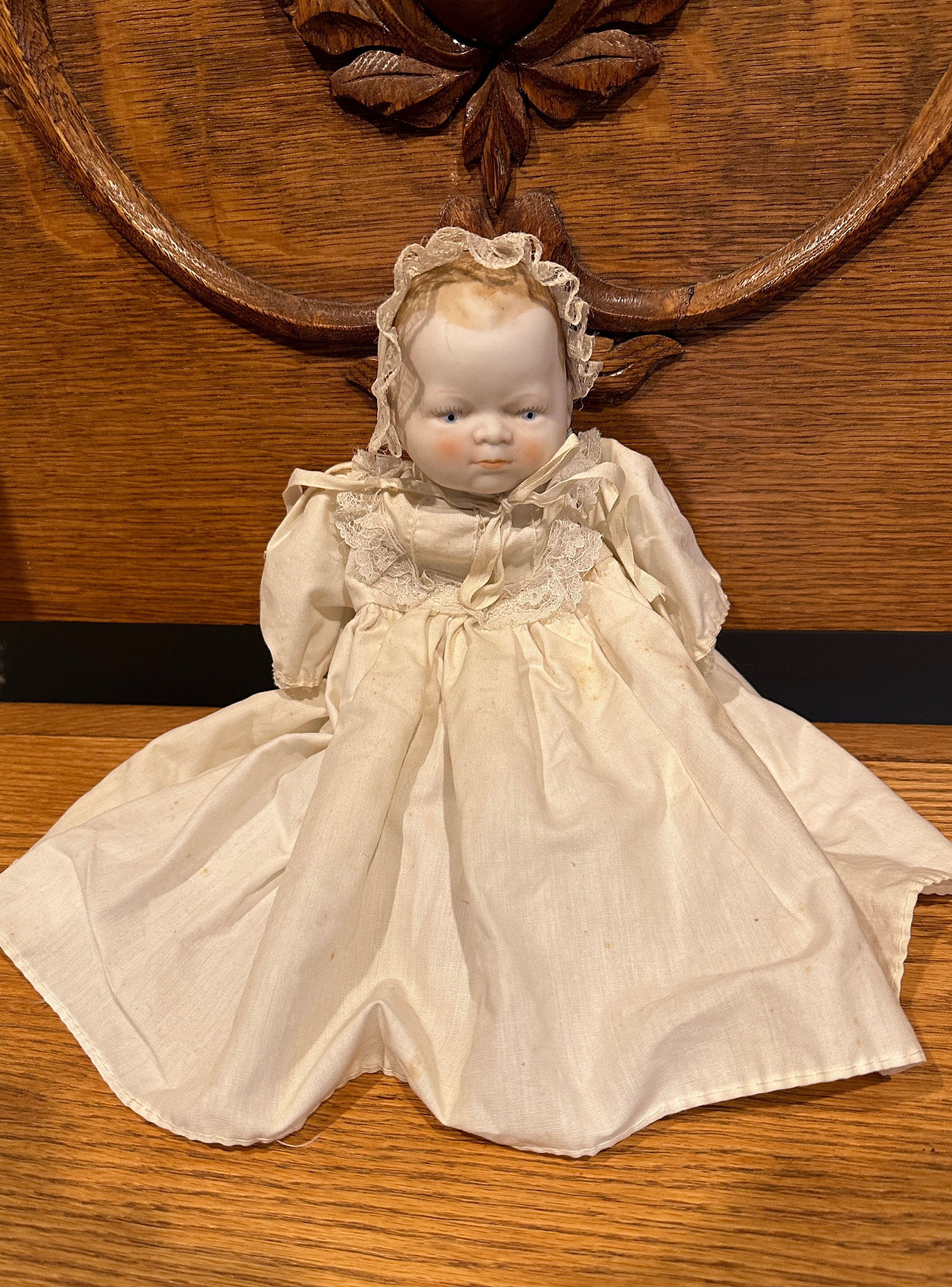 16 Antique German Ruth 111 Bisque Doll kid white leather body sleep eye AM  doll