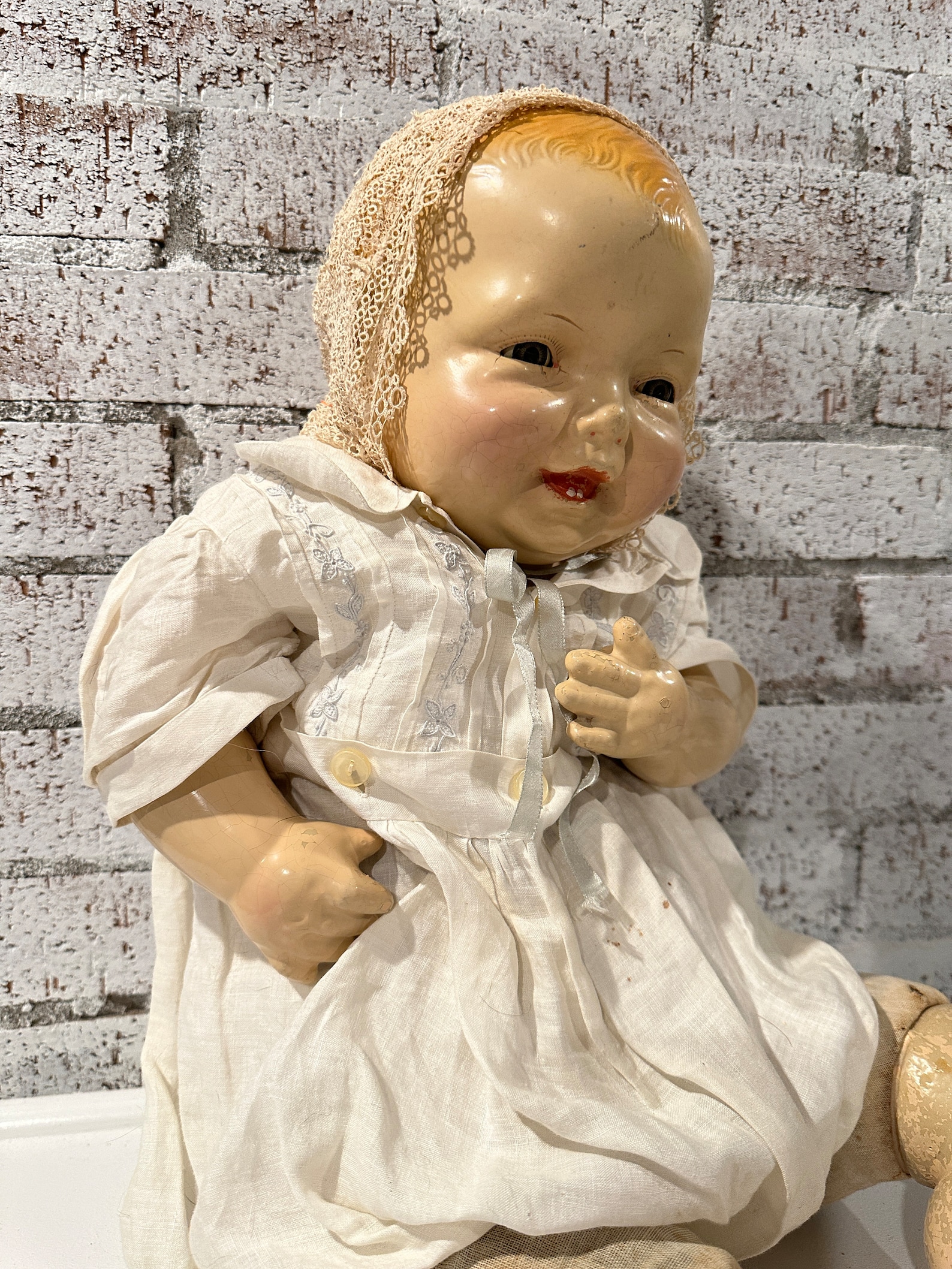 Antique Baby Dolllife Size Composite & Cloth CHIPPY Victorian Etsy