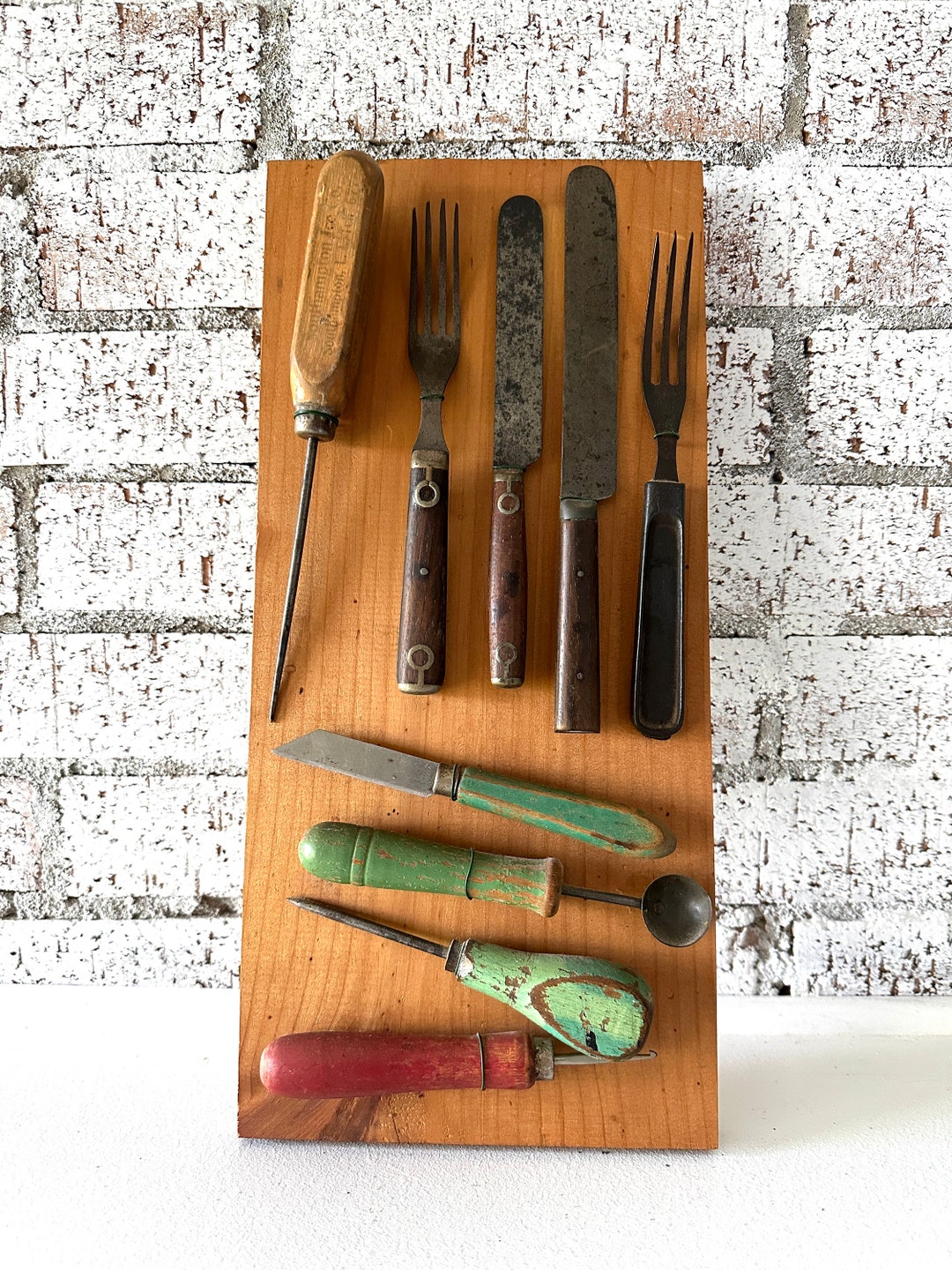 Vintage Kitchen Utensil Display Boardhandmade Folk Art Wall Etsy