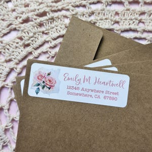 Personalized Return Address Labels || Custom Address Mail Stickers || Rose Flower Floral Labels || RA001