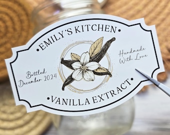 Custom Vintage Vanilla Extract Labels || Personalized Homestead Stickers || Retro Farmhouse Style Label || Water & Oil Resistant || L005