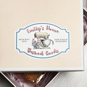 Custom Vintage Bakery Labels || Personalized Cottage Cake Baker Stickers || Retro Homemade Style Label || Water & Oil Resistant || VL009