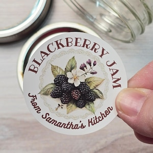 Personalized Blackberry Jam Canning Labels || Custom Preserving Stickers || Jam Jelly Pickles Prepping || Vintage Style Jar Labels || 2C008