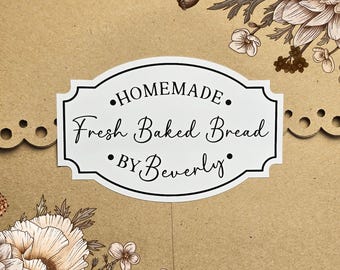 Custom Sourdough Bread Label Stickers || Custom Bakery Sticker || Vintage Style Sour Dough Bread Label || Water & Oil Resistant || L001
