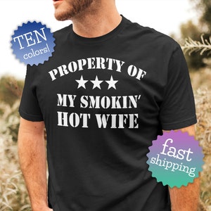 Mad Over Shirts Property of My Hot Wife Couple Lover Quote Unisex Premium Tank Top 