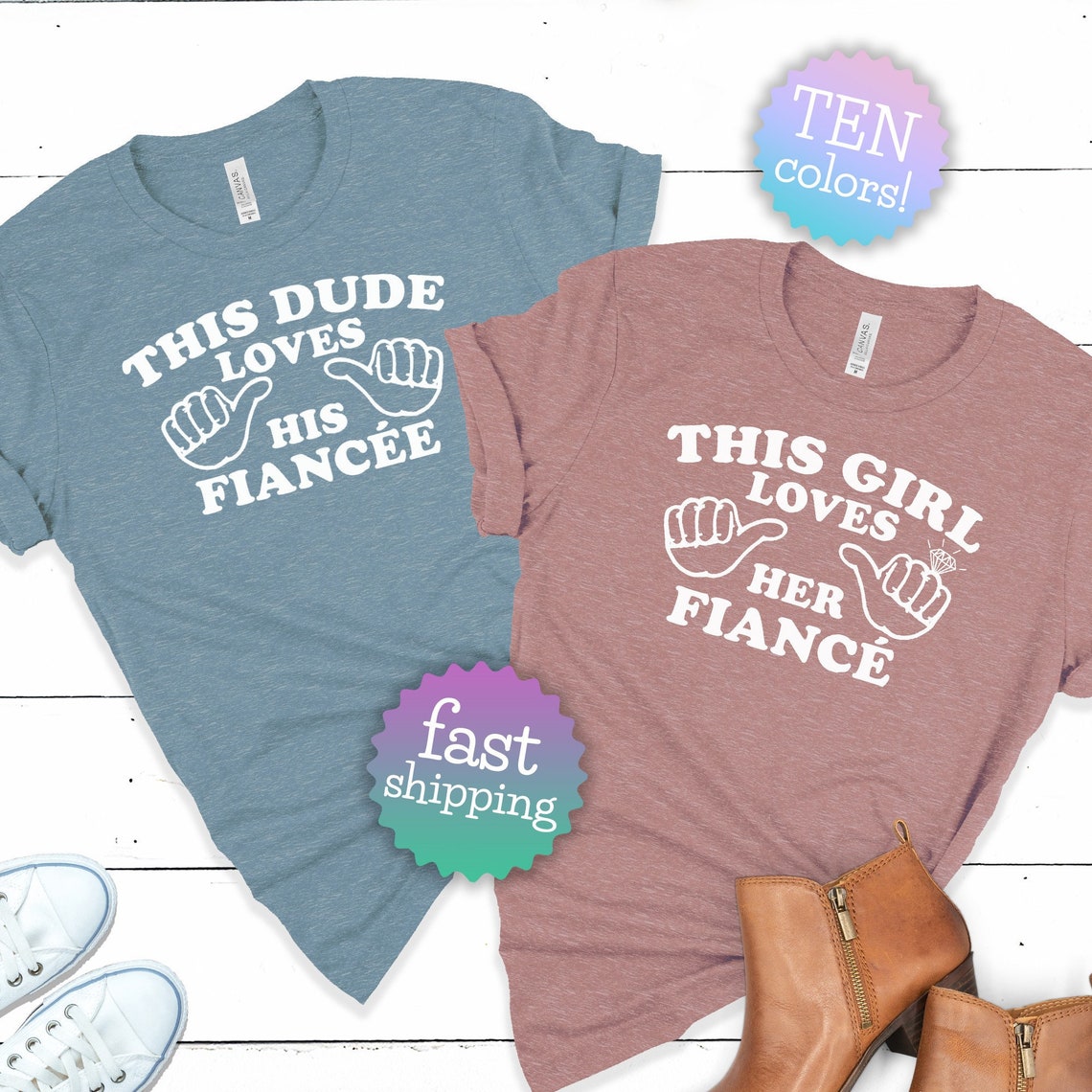 This Dude Loves His Fiance Mens T Shirt Engagement Marriage Etsy