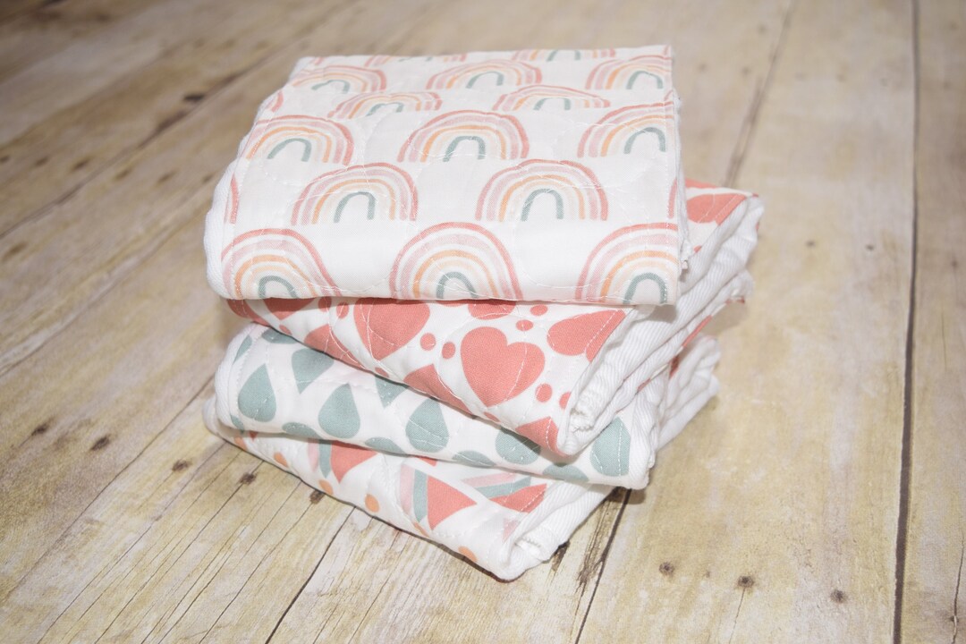 Girl or Boy Baby, Burp Cloth Gift, Set of 4, Cotton Quilted, Burping ...