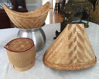 Bamboo rice dumpling steamer with aluminum pot