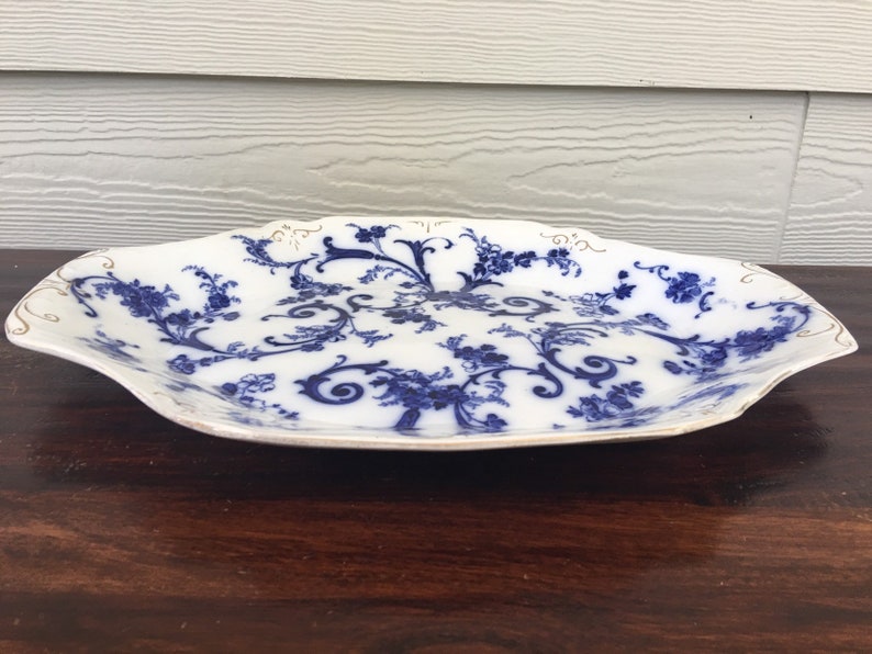 Large Antique Flow Blue Serving Platter Ridgway Gainsborough Etsy
