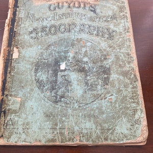Copyright 1875 antique Guyots geography book New York Edition 12 x 9 inches
