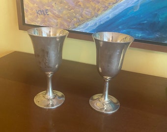 Sterling Silber Wallace Goblets Weinglas-Set mit zwei 6,6-Zoll-Hoch-Gesamtgewicht 13,3 oz oder 376 g