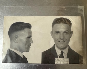 1924 Oregon police mugshot escaped convict ID public photo rare