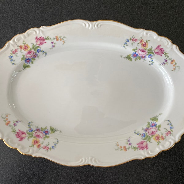 Vintage Edelstein Bavaria Maria Theresia in the Spring Floral Pattern  serving platter  Germany 13”