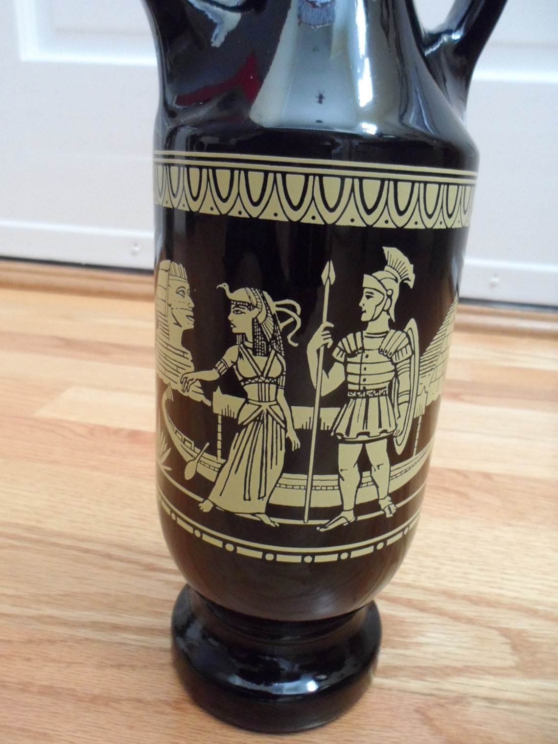 Black Bottle Egyptian Pyramid Design 11 Tall Liquor Etsy