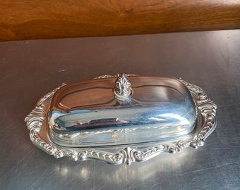 Sheridan silver plate butter dish with glass insert