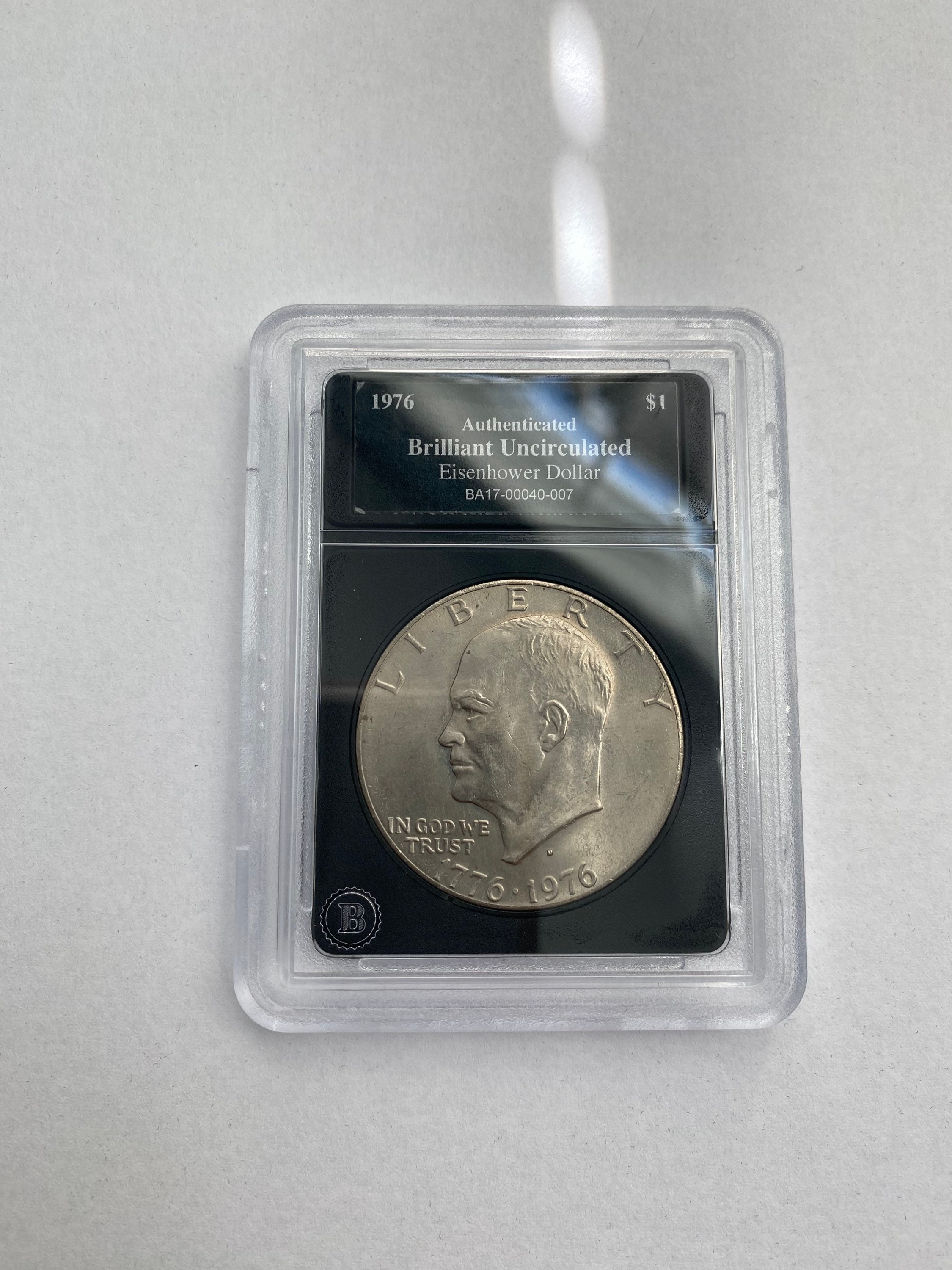Authenticated Brilliant Uncirculated Eisenhower Dollar 1976