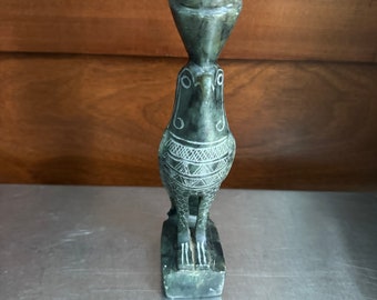 carved stone Egyptian relic bird falcon 8.5 in tall