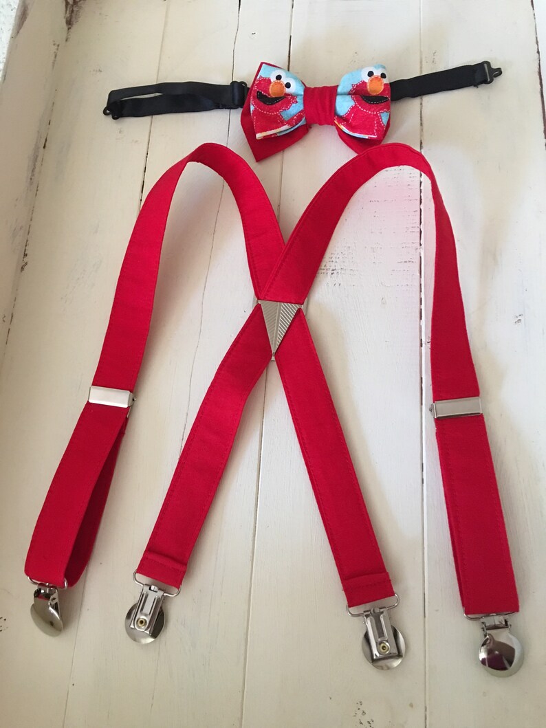 Elmo bow tie and red suspenders or Cookie Monster with blue Etsy