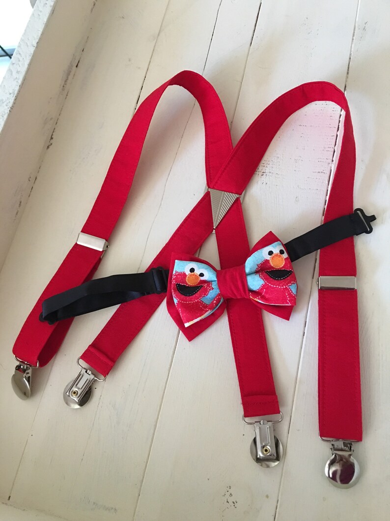 Elmo bow tie and red suspenders or Cookie Monster with blue Etsy